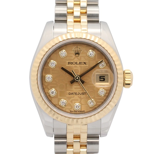 ROLEX Datejust 10P Diamond G Wrist Watch 179173G Automatic 18KYG SS Used Women