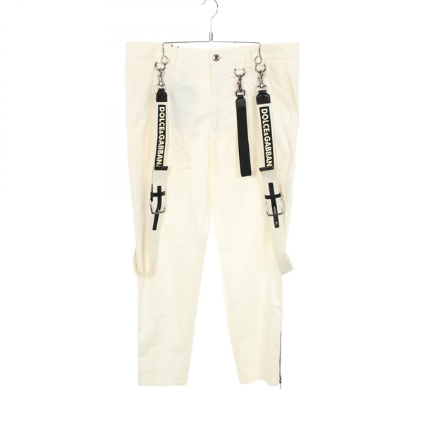 DOLCE GABBANA Side line Pants cotton White Bordeaux Beige #48 Used mens