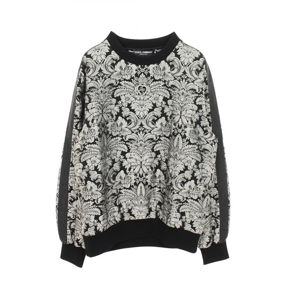DOLCE GABBANA Jacquard All-over Pattern Sweatshirt #48 polyester Black Gray