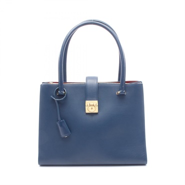 Salvatore Ferragamo Gancini Hand Tote Bag leather Blue Used Women GHW