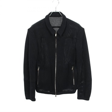 Emporio Armani mesh Zip up Blouson cotton polyester Navy Used mens size 48