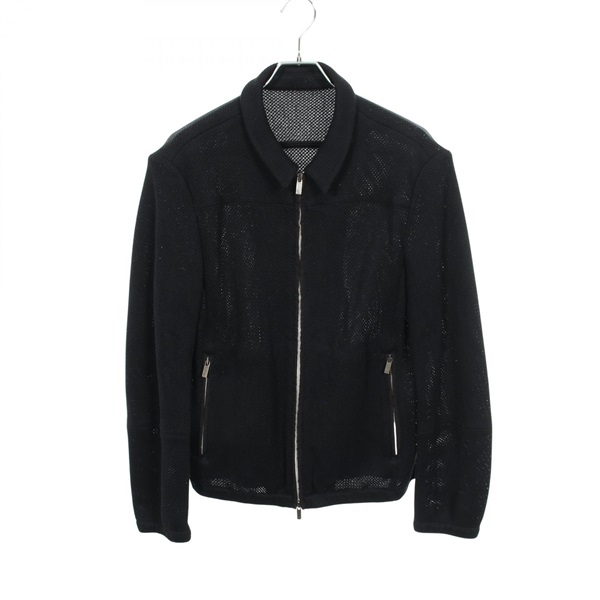 Emporio Armani mesh Zip up Blouson cotton polyester Navy Used mens size 48