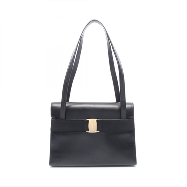 Salvatore Ferragamo Vara ribbon Shoulder Bag BK-21 7675 leather Black Used GHW