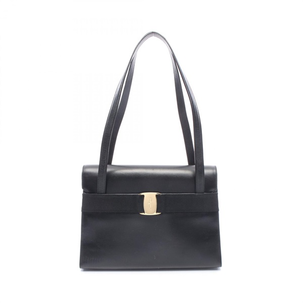 Salvatore Ferragamo Vara ribbon Shoulder Bag BK-21 7675 leather Black Used GHW