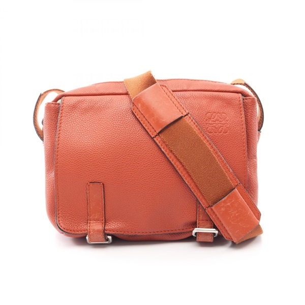 LOEWE Military Messenger XS Crossbody Shoulder Bag leather Brown Used Women