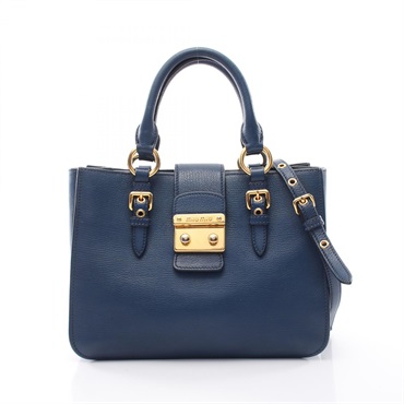 Miu Miu MADRAS Shoulder Crossbody Handbag RN0799 Leather Blue Used Women