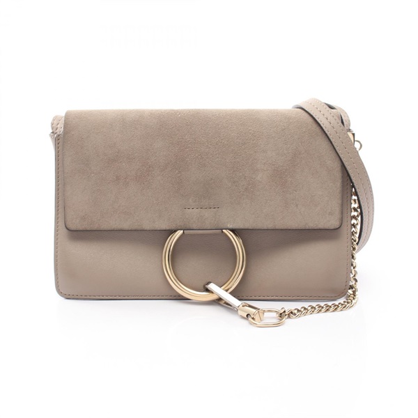 Chloe FAYE Chain Crossbody Shoulder Bag leather Suede Beige Used Women