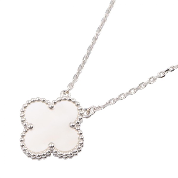 Van Cleef Arpels Vintage Alhambra Mother of Pearl Necklace 18KWG Used Women