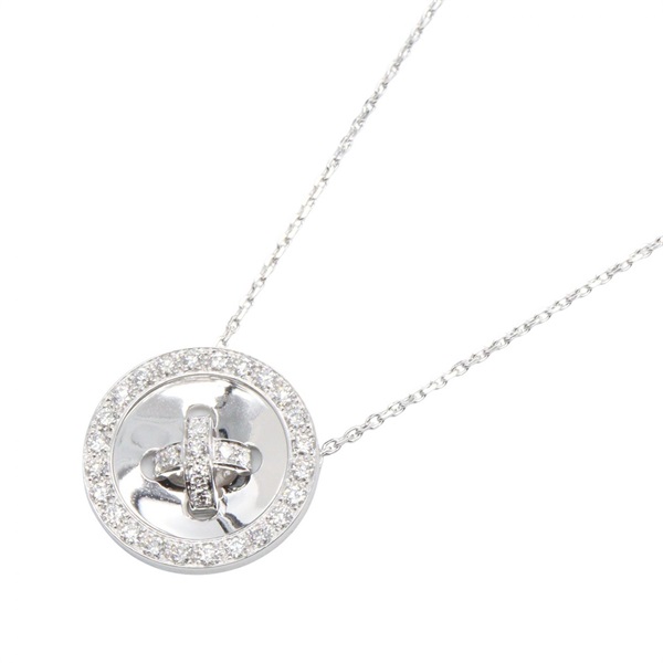 Van Cleef Arpels Boutonniere Diamond Necklace Pendant 18KWG Gold Used Women