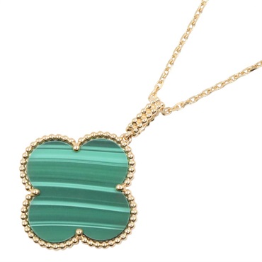 Van Cleef Arpels Magic Alhambra Malachite Necklace Pendant 18KYG Used Women