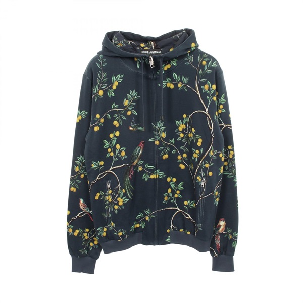 DOLCE GABBANA Bird print Hoodie G9FX4T cotton Navy Multicolor #48 Used mens
