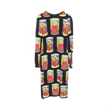 DOLCE GABBANA Tomato can pattern shirt Dress F6E2LT Rayon Navy #38 Used