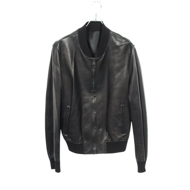 DOLCE GABBANA Full-zip biker Blouson G9EZ6L Lamb leather Black Used mens #50