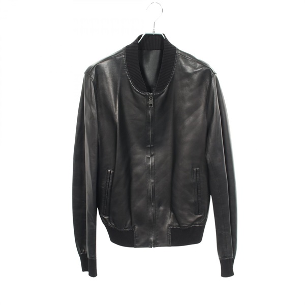 DOLCE GABBANA Full-zip biker Blouson G9EZ6L Lamb leather Black Used mens #50