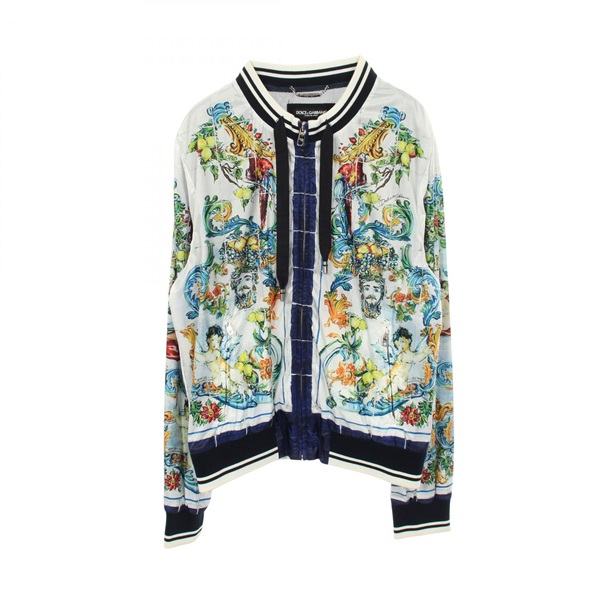 DOLCE GABBANA Baroque pattern Blouson G9LI4T Nylon White Navy #48 Used mens