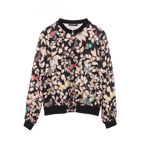 DOLCE GABBANA Padding Blouson Jacket Silk Black Beige Multicolor Used mens #48