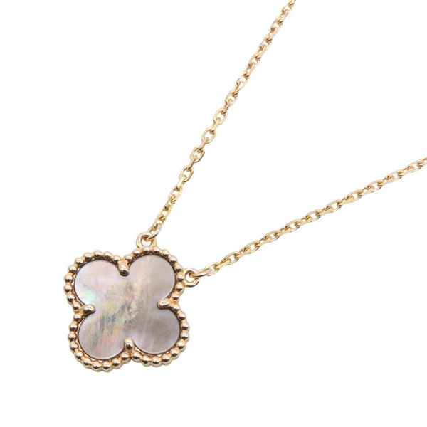 VAN CLEEF ARPELS Vintage Alhambra Grey Mother-of-Pearl Necklace 18KRG Women