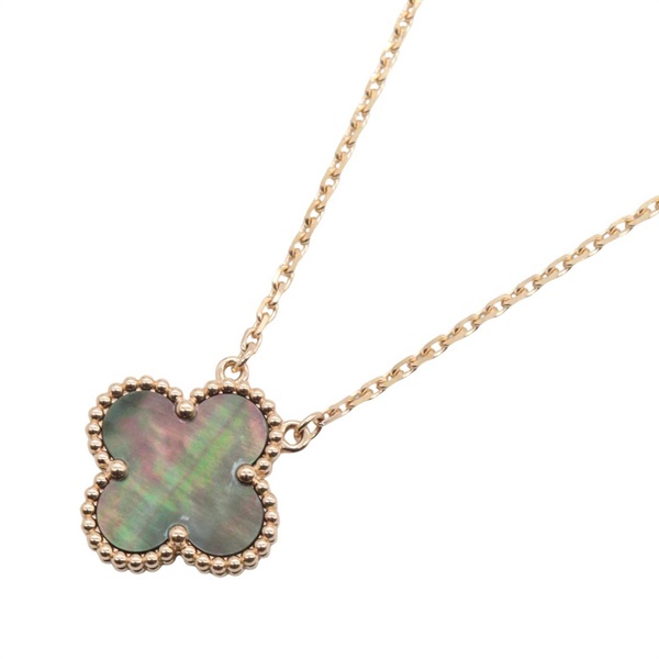 VAN CLEEF ARPELS Vintage Alhambra Grey Mother-of-Pearl Necklace 18KRG Women