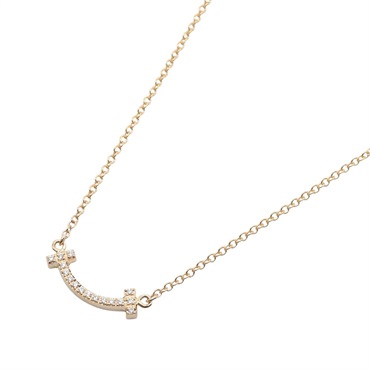 TIFFANY＆CO T Smile Mini Diamond Necklace Pendant 18KRG Rose Gold Used Women