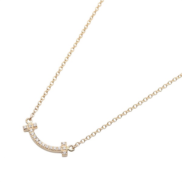 TIFFANY＆CO T Smile Mini Diamond Necklace Pendant 18KRG Rose Gold Used Women