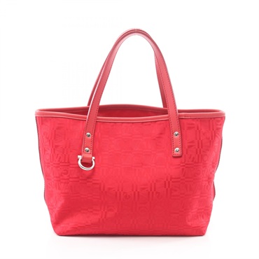 Salvatore Ferragamo Gancini logo Hand Tote Bag 21 A839 canvas leather Red Used