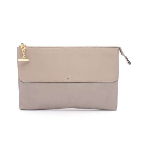 Chloe Business Clutch bag Leather Beige Used Women