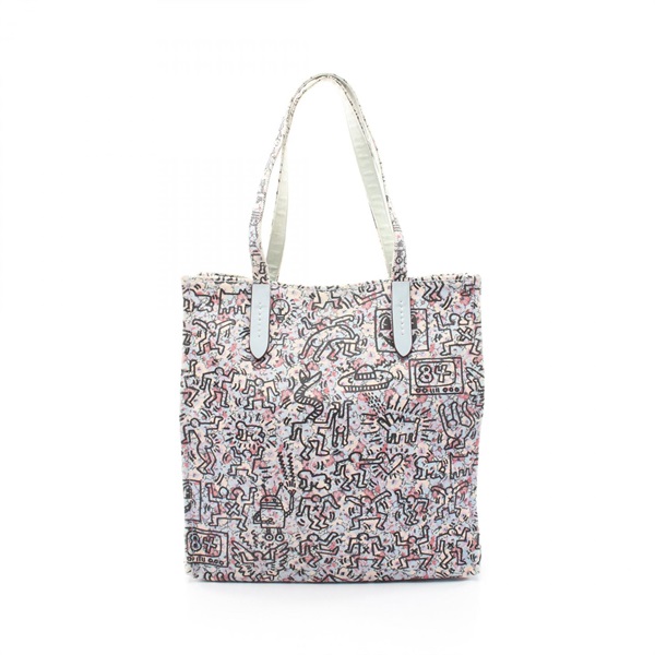 COACH × KEITH HARING Shoulder Tote Bag 28651 canvas leather Blue Used Women