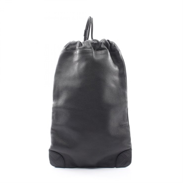 BURBERRY Drawstring Shoulder Bag leather Black Used Women