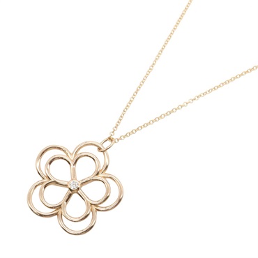 TIFFANY＆CO Open Flower 1P Diamond Necklace Pendant 18KRG Rose Gold Used Women