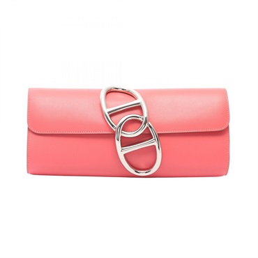 HERMES Egee Clutch bag Tadelakt Leather Pink Rose tyrien Used Women R SHW