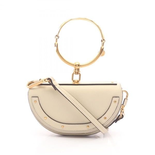 Chloe Nile Small Minaudière Shoulder Crossbody Handbag leather Beige Used Women