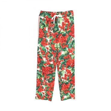 DOLCE GABBANA Floral Side stripe Pants #36 Rayon Red Green White Used Women