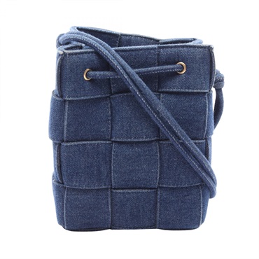 BOTTEGA VENETA small cassette bucket Shoulder Bag denim Navy Used Women
