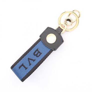 BVLGARI bulgari bulgari Key Ring Leather Fabric Blue Black Used unisex GHW