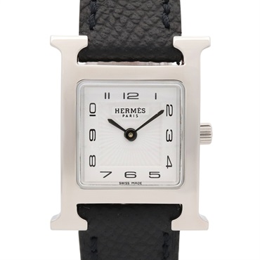 HERMES H watch Wrist Watch HH1.201 Quartz Stainless Steel Leather Used Women