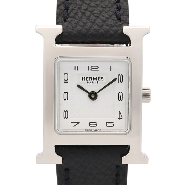HERMES H watch Wrist Watch HH1.201 Quartz Stainless Steel Leather Used Women