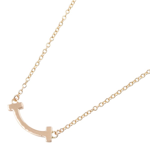 TIFFANY＆CO T Smile Mini Necklace Pendant 18KPG Pink Rose Gold Used women