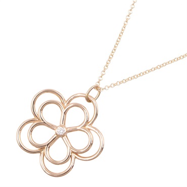 TIFFANY＆CO Open Flower Diamond Necklace Pendant 18KRG Pink Rose Gold Used Women