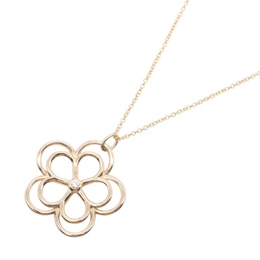 TIFFANY＆CO Open Flower Diamond Necklace Pendant 18KRG Pink Rose Gold Used Women