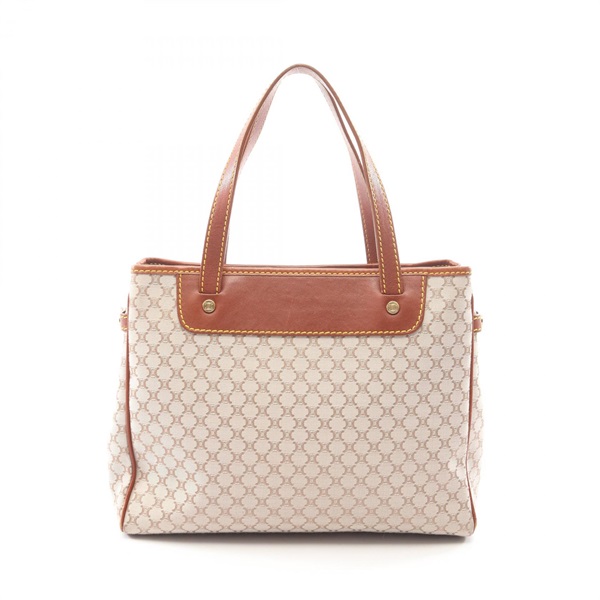 CELINE Macadam Tote Handbag canvas leather Beige Brown Used Women