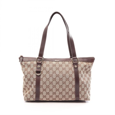 GUCCI Abbey GG canvas Tote Shoulder Bag 141470 canvas leather Beige Brown Used
