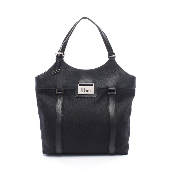 Christian Dior Trotter Street Chic Tote Handbag canvas leather Black Used Women