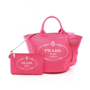 PRADA CANAPA shoulder crossbody Tote Bag 1BG163 canvas Pink Used Women