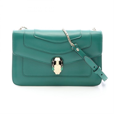 BVLGARI Serpenti Forever chain crossbody Shoulder Bag 38065 leather Green Used