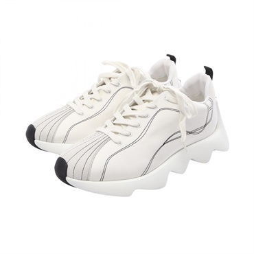 HERMES Envol Sneakers Shoes #39 Suede Fabric White Black White Used mens