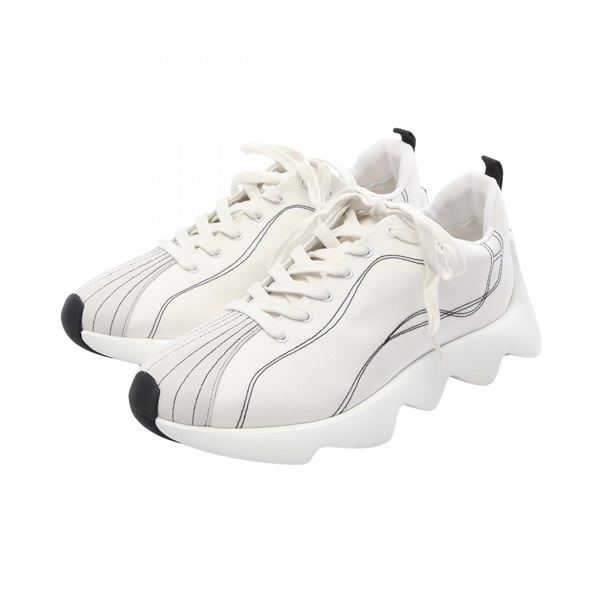 HERMES Envol Sneakers Shoes #39 Suede Fabric White Black White Used mens