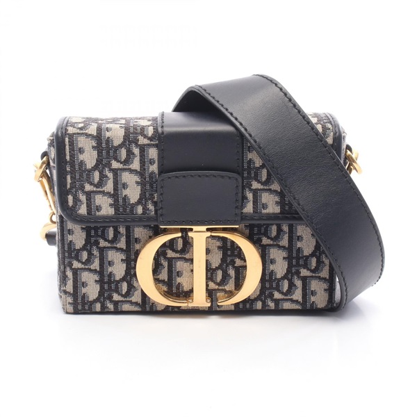 Christian Dior 30 MONTAIGNE Box Oblique Shoulder Crossbody Bag canvas Navy Used
