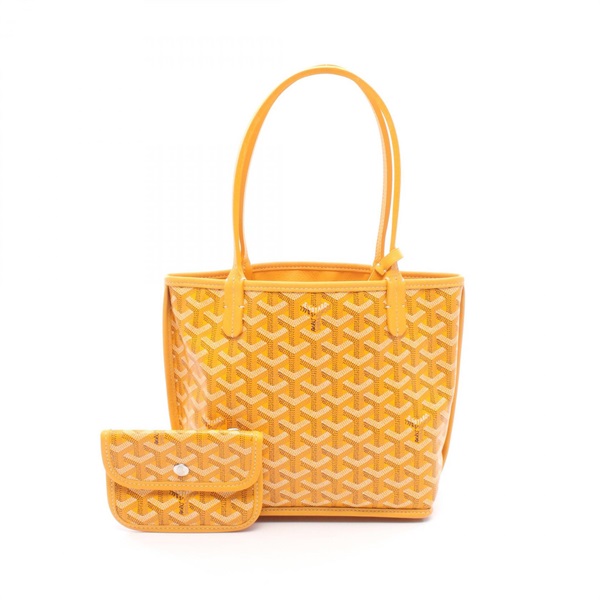 GOYARD Anjou Mini Pouch Tote Handbag canvas leather Yellow Black White Used