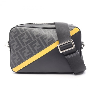 FENDI Diagonal Camera Case Zucca Shoulder Crossbody Bag canvas leather BK Used