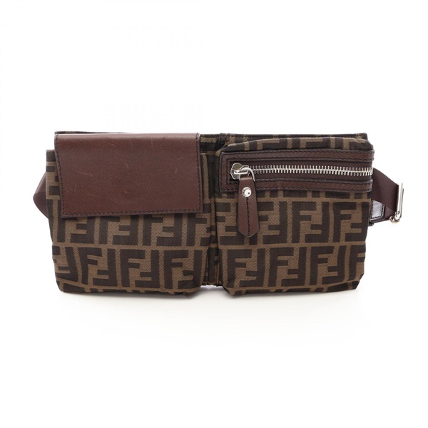FENDI Zucca Belt Waist Bum Bag 7VA280 canvas leather Brown Used mens